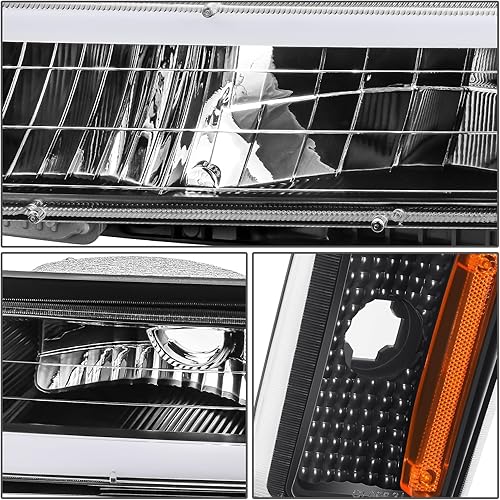 Miniatura 4 de DNA MOTORING Faro LED DRL estilo C, señal de parachoques, juego de lámparas de esquina compatible con Chevy CK1500-3500 88-93, negroámbar,