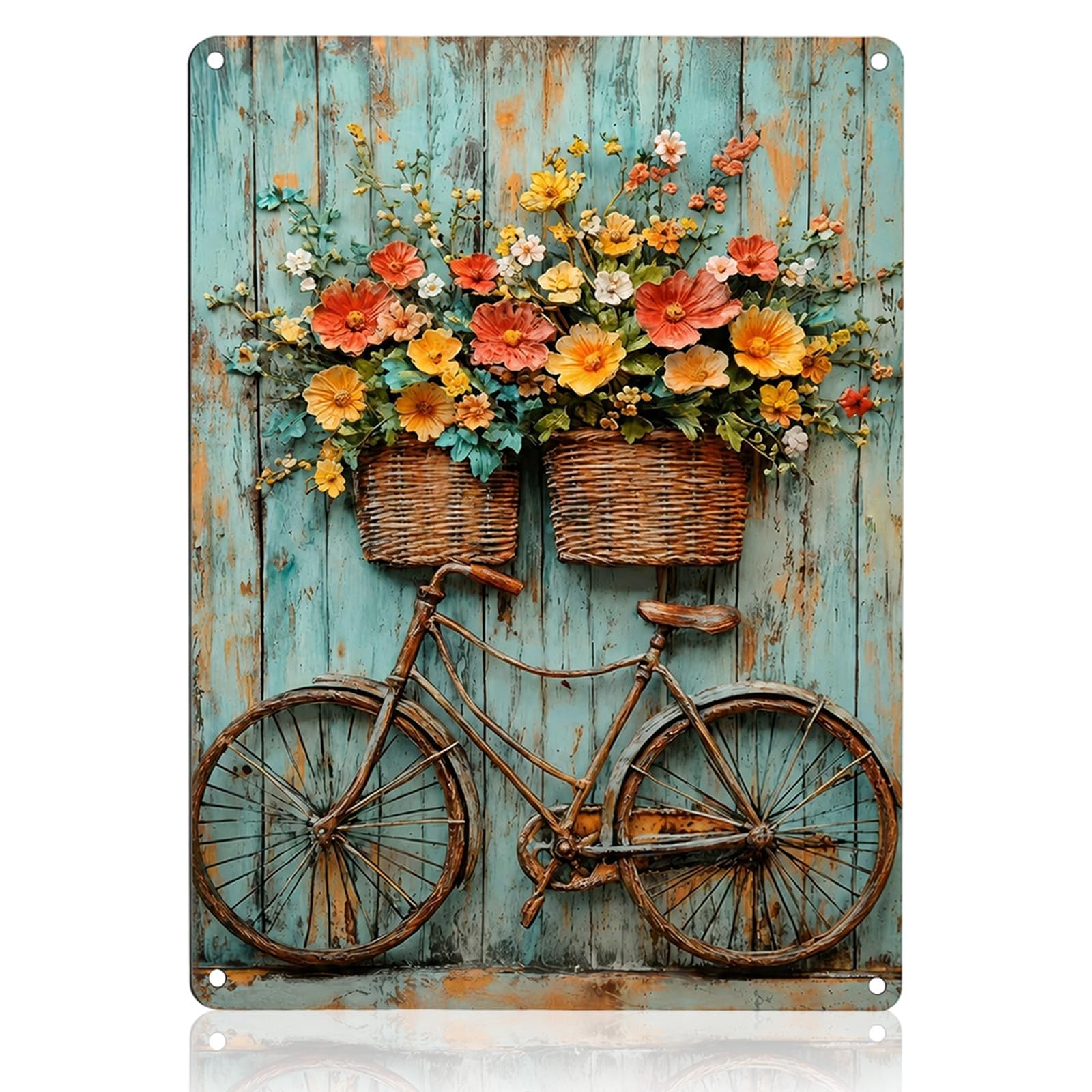 Flowers Metal Garden Signs, Vintage Garden Plaques for Outside, Farmhouse Tin Sign for Outdoor Patio Yard Farm, Metal Garden Decor Gifts for Mothers, Grandmas, and Plant Lovers 20 x 30 cm