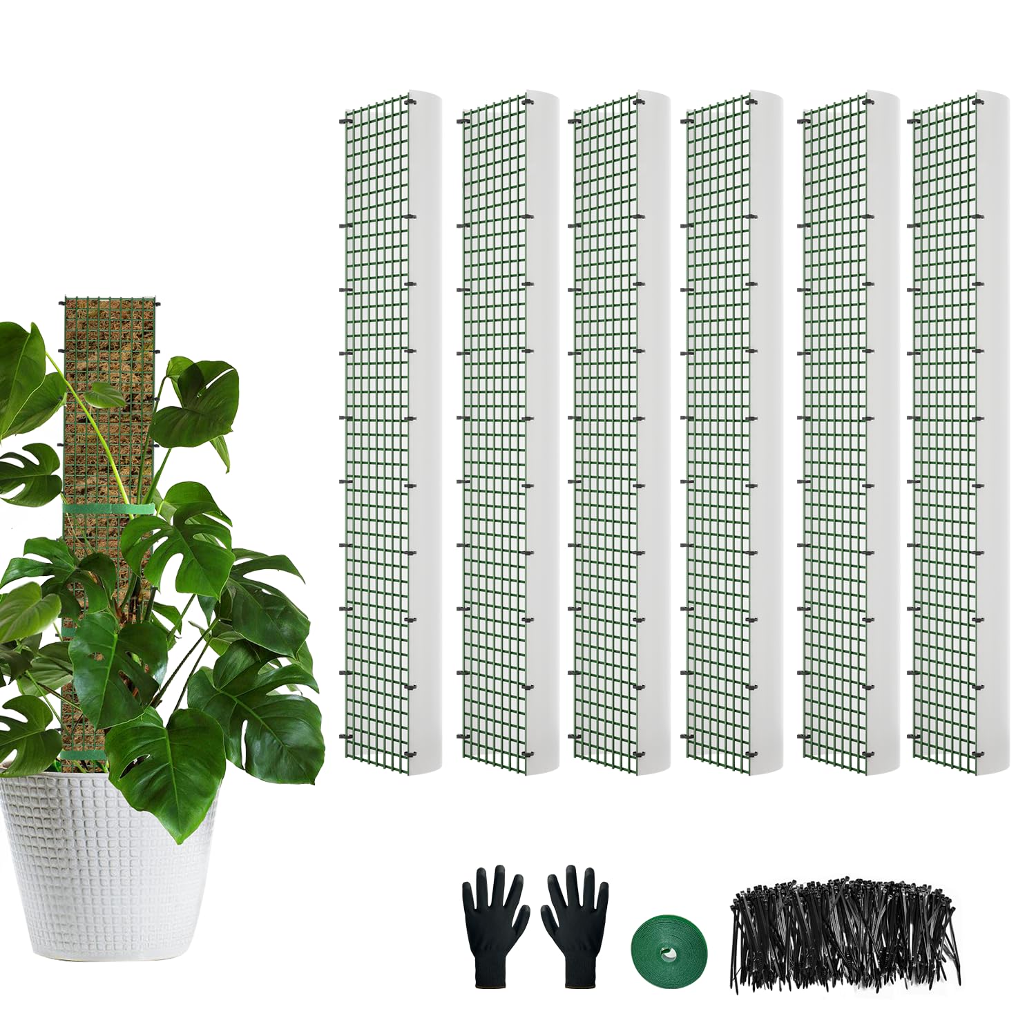 60"/40"/24" Metal Moss Pole, D Shape Sphagnum Moss Pole, Moss Poles for Climbing Plants, Moss Pole for Plants Monstera, Indoor Climbing Plants, Moss Poles Kit (6Pcs 24")