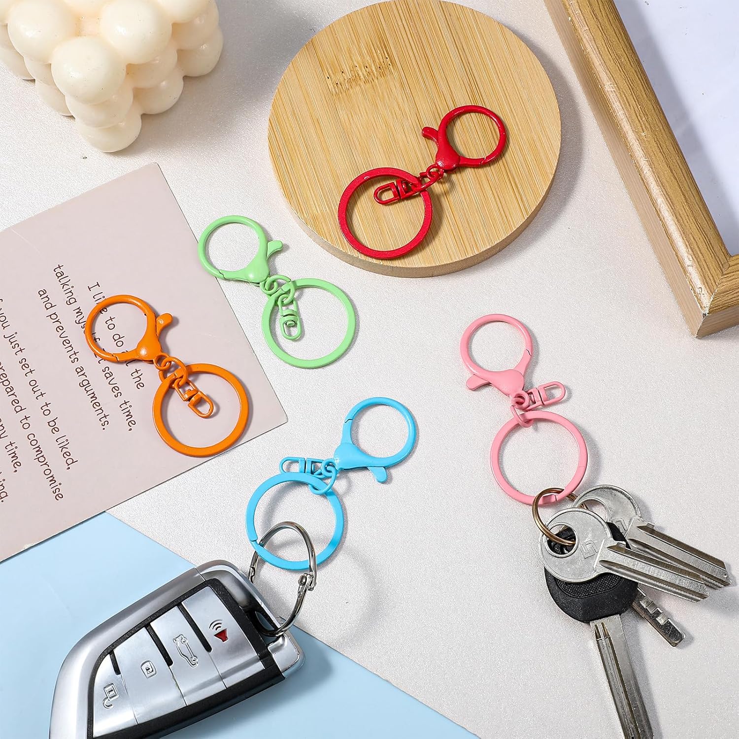 100 Pcs Lobster Claw Clasps Keychain for Jewelry Making,Colorful Metal Lobster Clasp Swivel Trigger Clips with Jump Rings Flat Split Keychain Ring for DIY Craft Jewelry Making(10 Colors) - Image 7