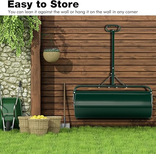 Miniatura 7 de Goplus Rodillo de césped para empujarremolcar, 17 galones63L de aguaarena con mango de agarre desmontable, rodillo de césped para césped detrás de