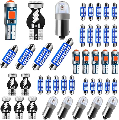 Juego de 42 bombillas LED BA9S T5 T10 de 1.142 in, 1.220 in, 1.417 in, 1.614 in, BA9S, T5, T10, repuesto LED superbrillante de 12 voltios para