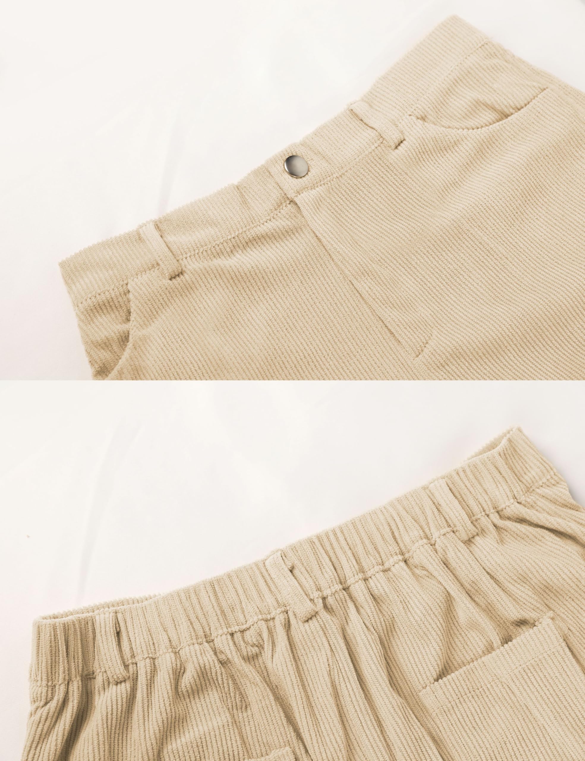 Himosyber Corduroy Pants for Women Casual Elastic High Waist Stretchy Wide Leg Pants Loose Fit Comfy Trousers with Pockets