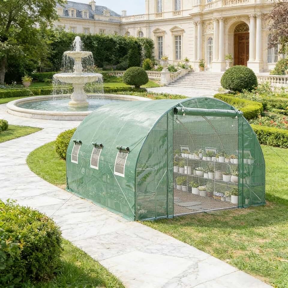 Garden Hoop House Greenhouse with Shelves