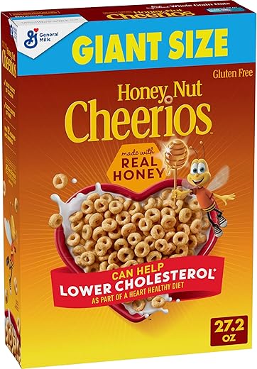 Honey Nut Cheerios Heart Healthy Cereal, Gluten Free Cereal With Whole Grain Oats, 27.2 oz