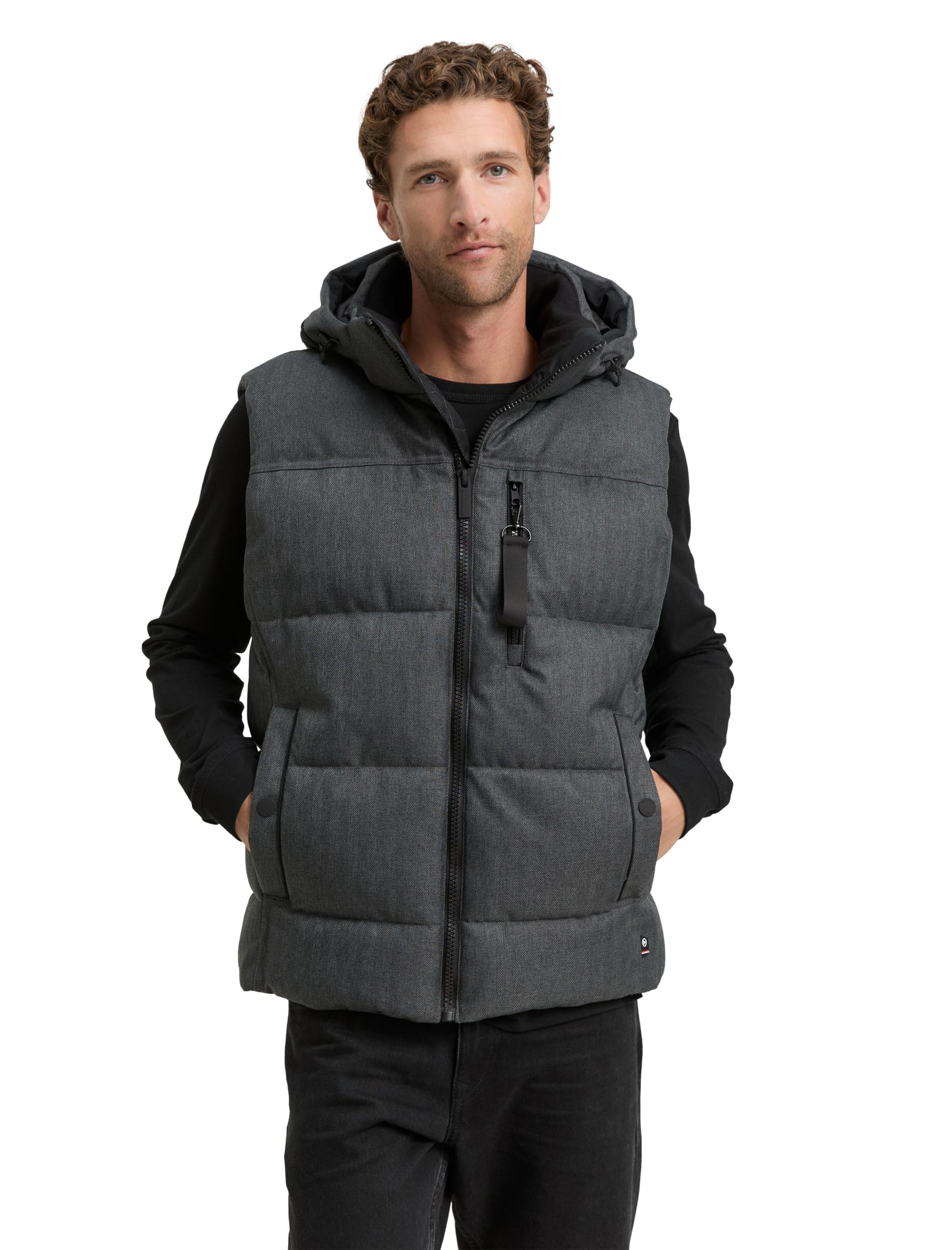 Tom Tailor Herren Puffer Weste mit Abnehmbarer Kapuze
