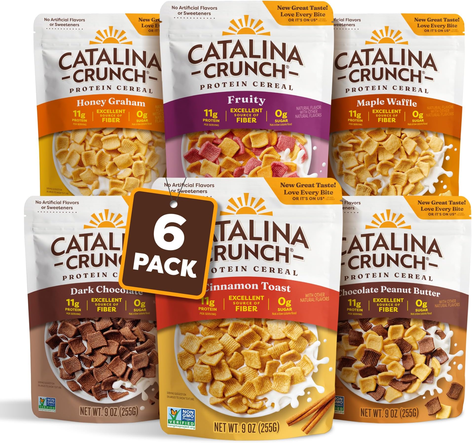 Protein Cereal Variety Pack (6 Flavors) | Low Carb, Zero Sugar, Gluten Free, Fiber | Snacks/Vegan Food | Keto Friendly