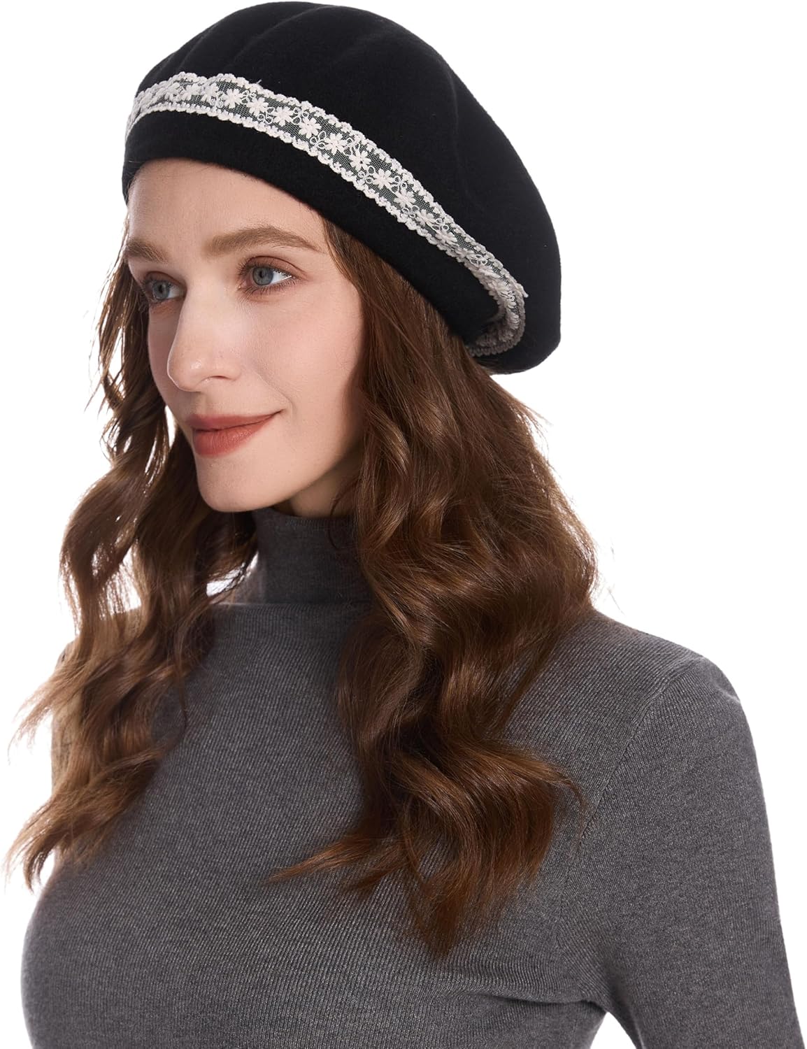 ZLYC Wool French Beret Hat for Women Girls Solid Color Artist Beret Cap - Image 2