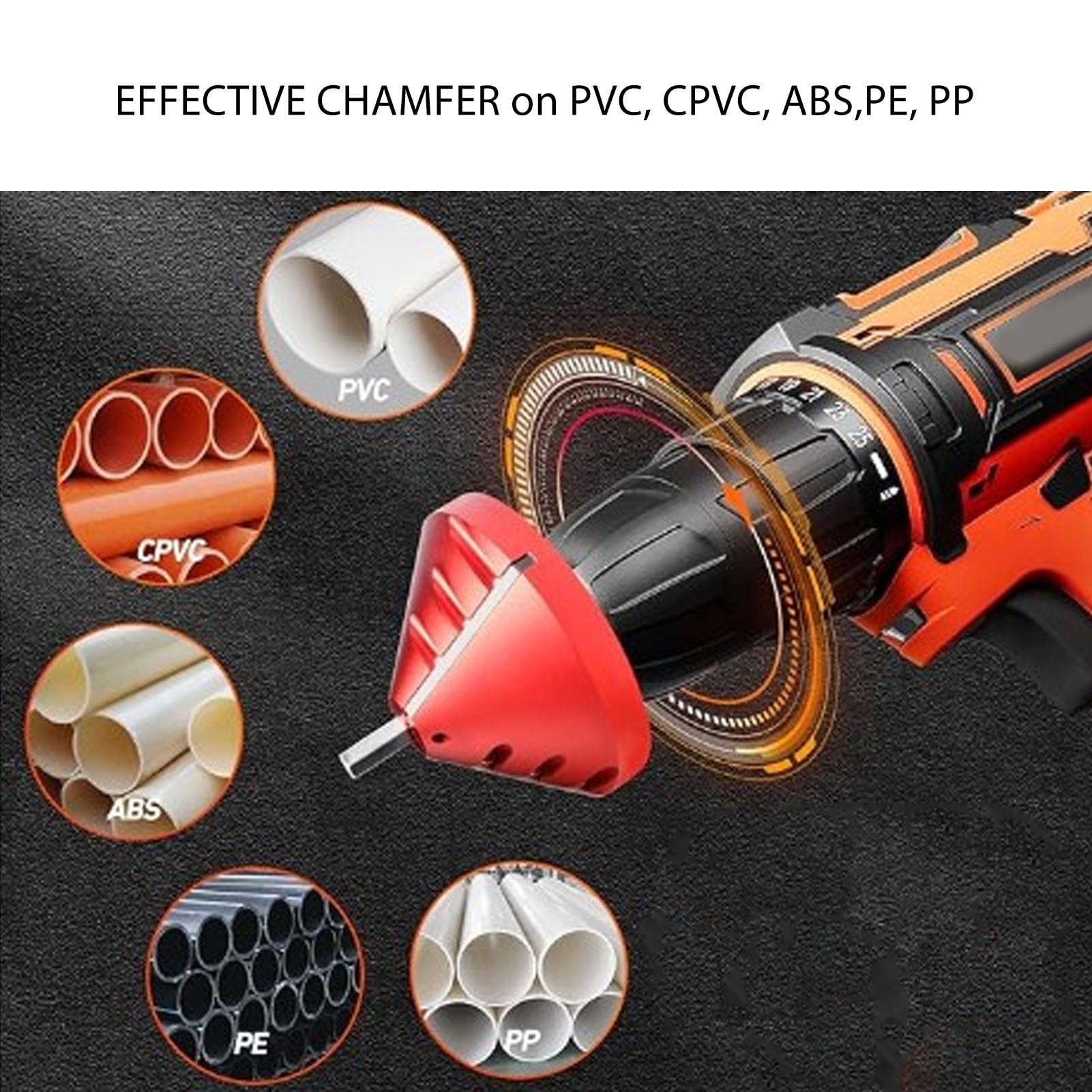 Nutriess PVC Deburring Tool 2 in 1 Inner Outer Reamer Pipe Chamfering Tool with Efficient Design for Plumbing and Pipe Maintenance