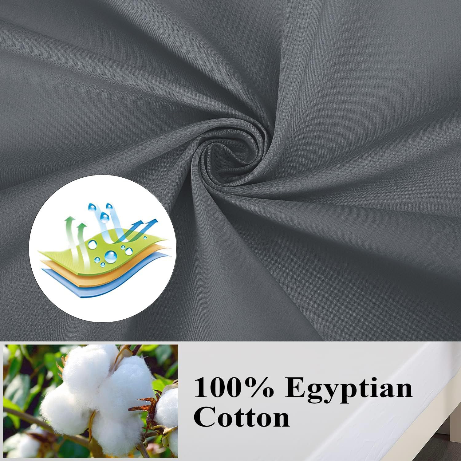 Paquete de 4 protectores de almohada estándar 100% algodón egipcio con cremallera oculta, fundas de almohada de 400 hilos, tejido satinado, fundas de almohada refrescantes, suaves, transpirables, no