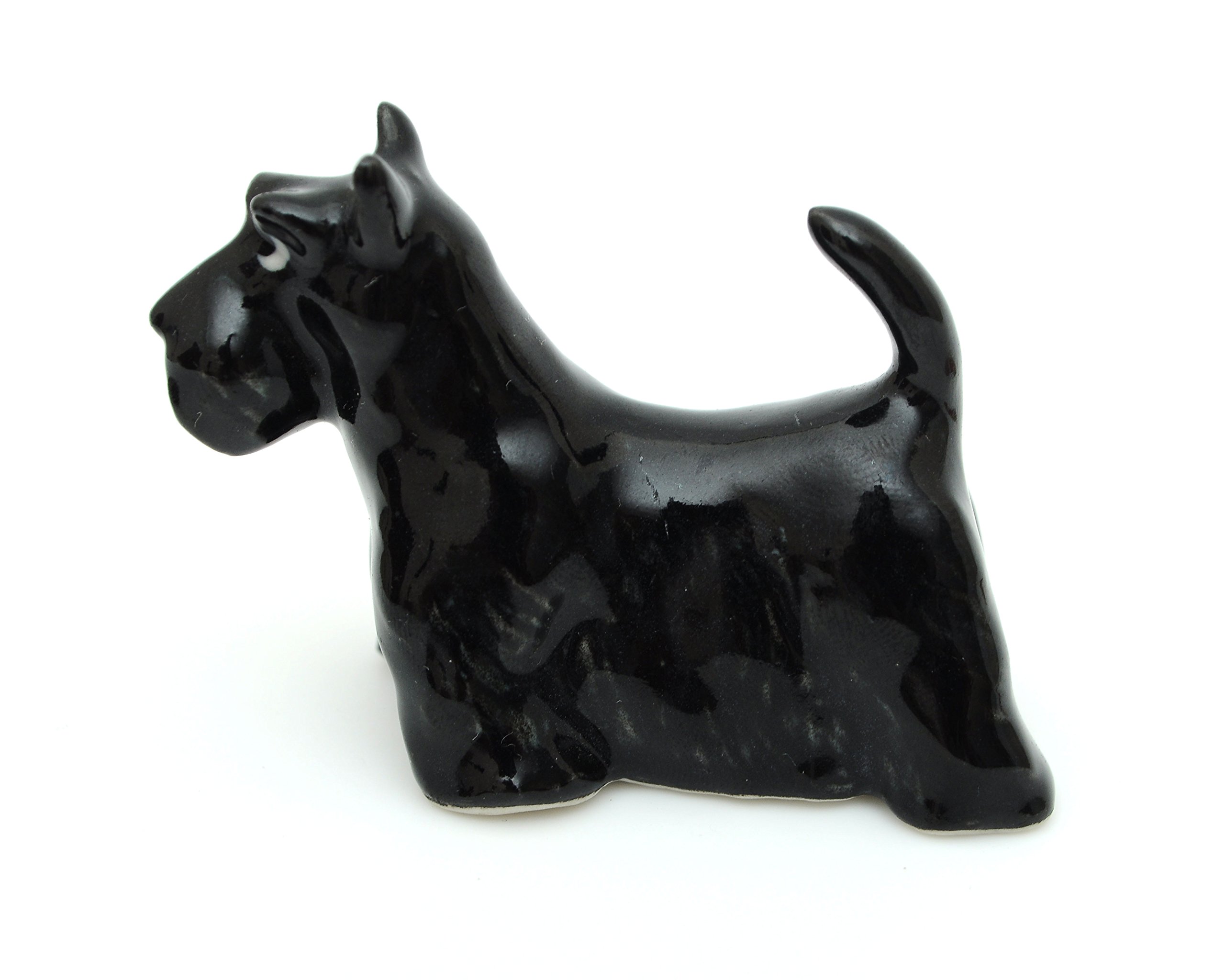 Vietguild Handmade Miniatures Ceramic Scottish Terrier Figurine Animals Decor Collection