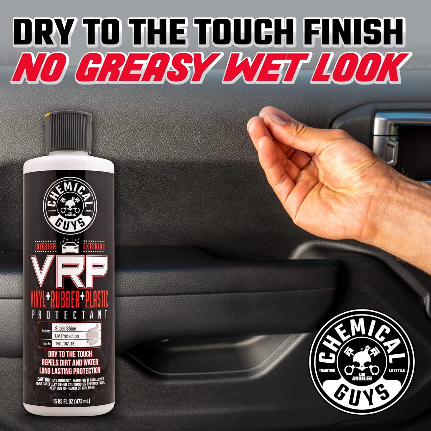 Chemical Guys TVD_107_16 VRP Vinyl, Rubber and Plastic Non-Greasy Dry-to-the-Touch Long Lasting Super Shine Dressing for Tires, Trim and More, Safe for Cars, Trucks, SUVs, RVs & More, 16 fl oz