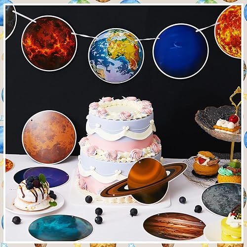 Miniatura 4 de 4 tiras de banderines de planeta espacial, decoraciones de fiesta espacial, universo, sistema solar, serpentinas de fiesta para niños, para primer