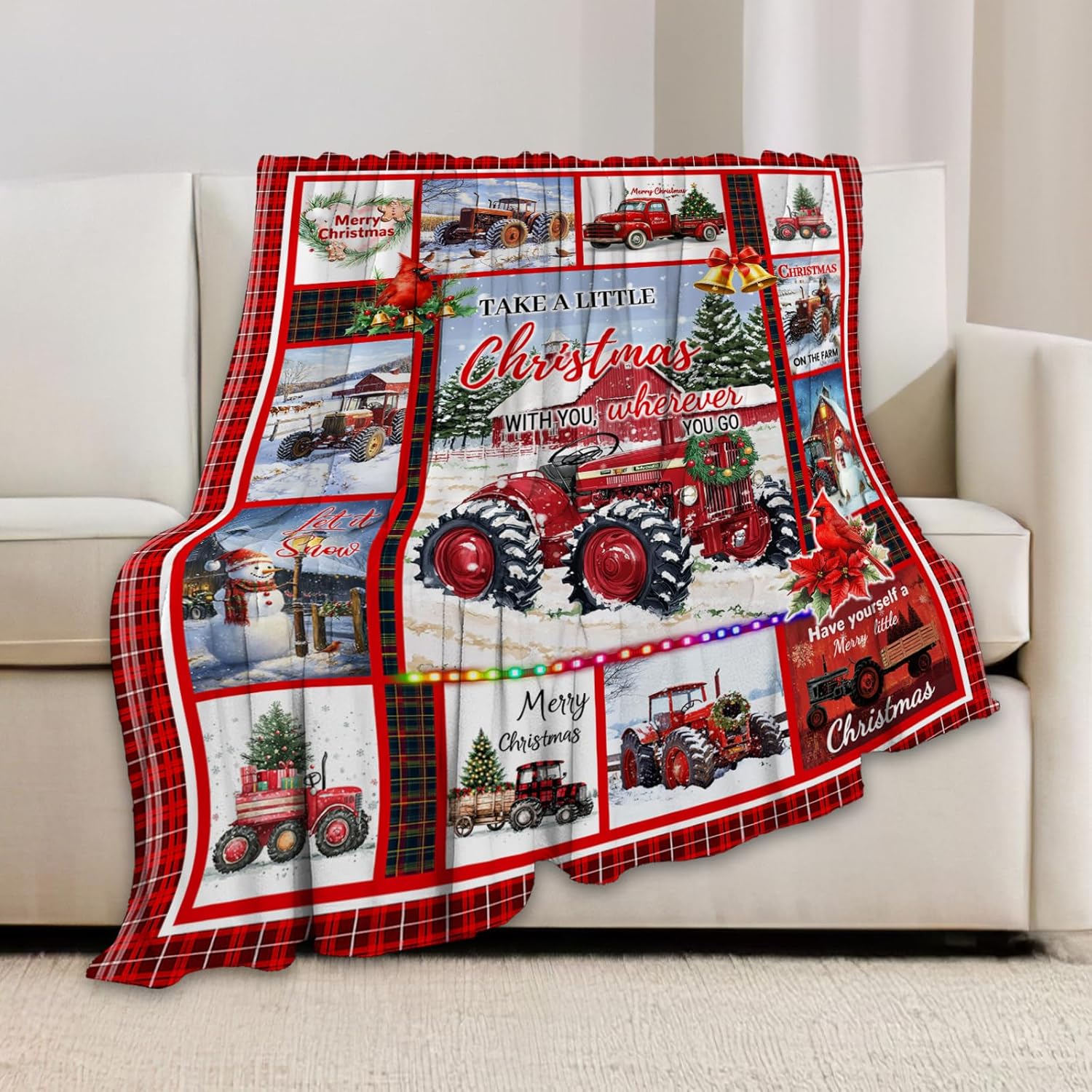 Christmas Blanket, Red Truck Throw Blanket, Winter Snow Gifts Blankets Snowman Stuff Fleece Flannel Plush for Girls Women Lovers Adults Soft Bedding Gift for Sofa Bed Office Decor 40"X50" - Image 3