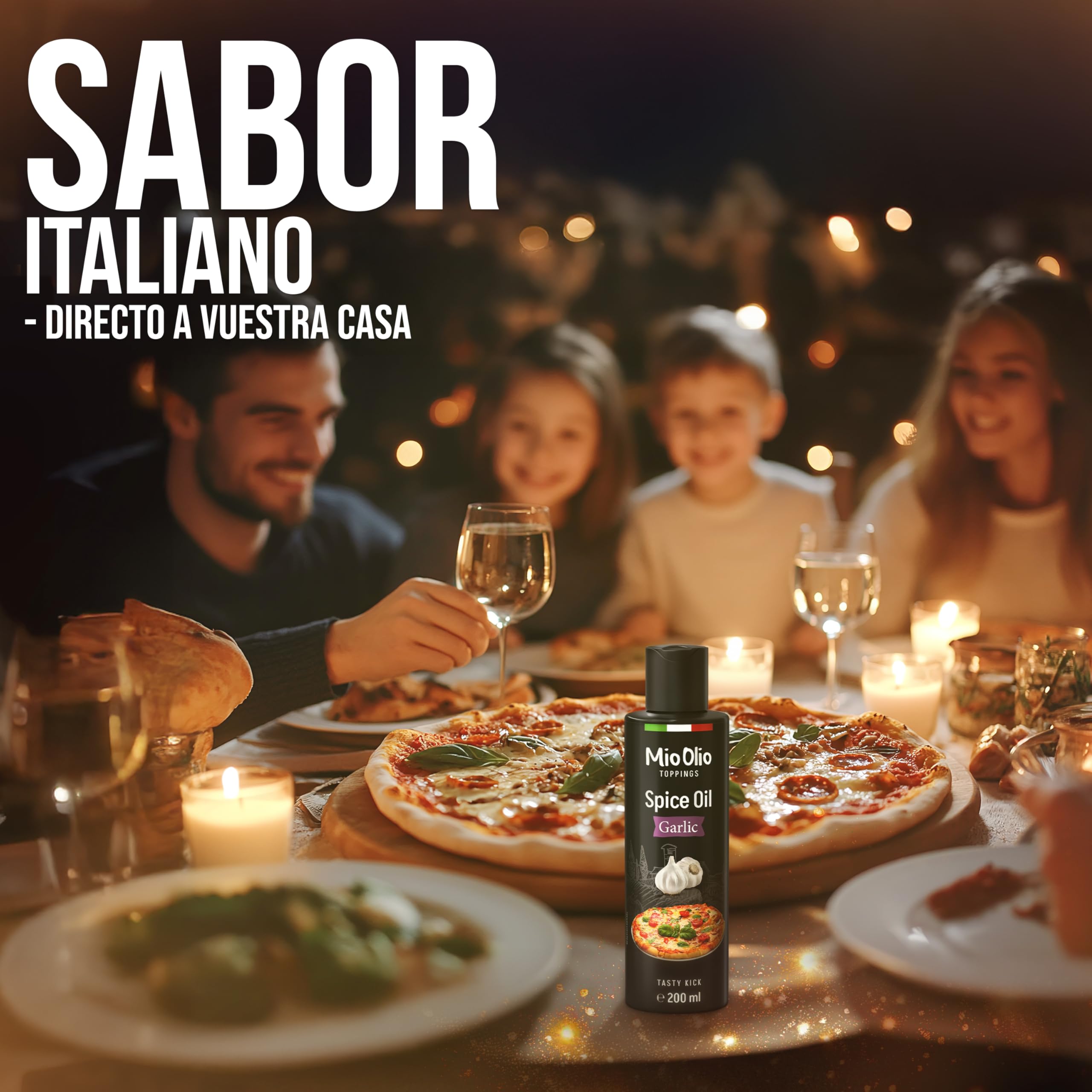 Mioolio 200 ml Aceite de Ajo - Aceite Aromático para Pizza, Pasta, Verduras y Carne - Sin Conservantes, Sin Gluten