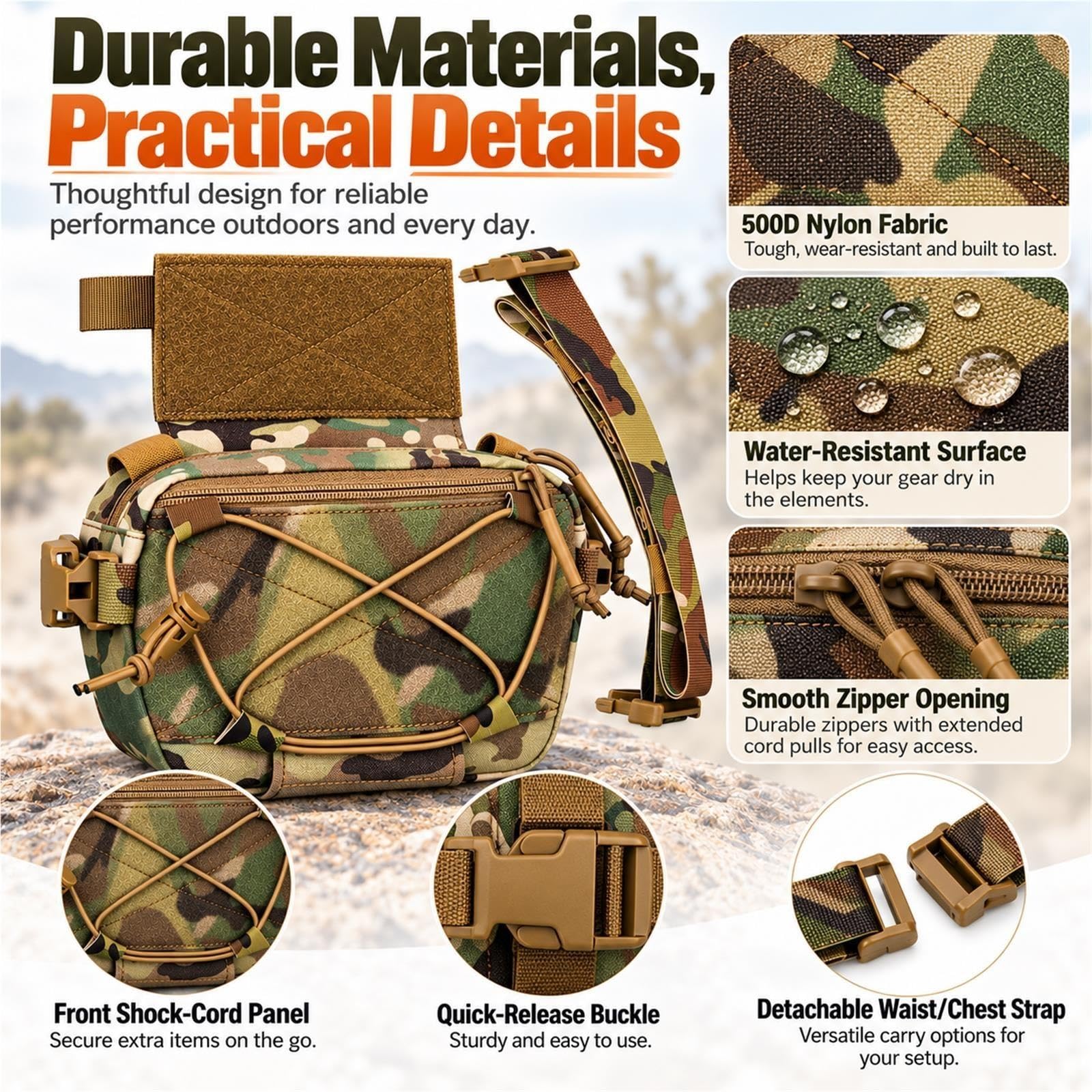 Tasca Dangler Modulare in Nylon 500D, Borsa Vita e Torace con Cinghia