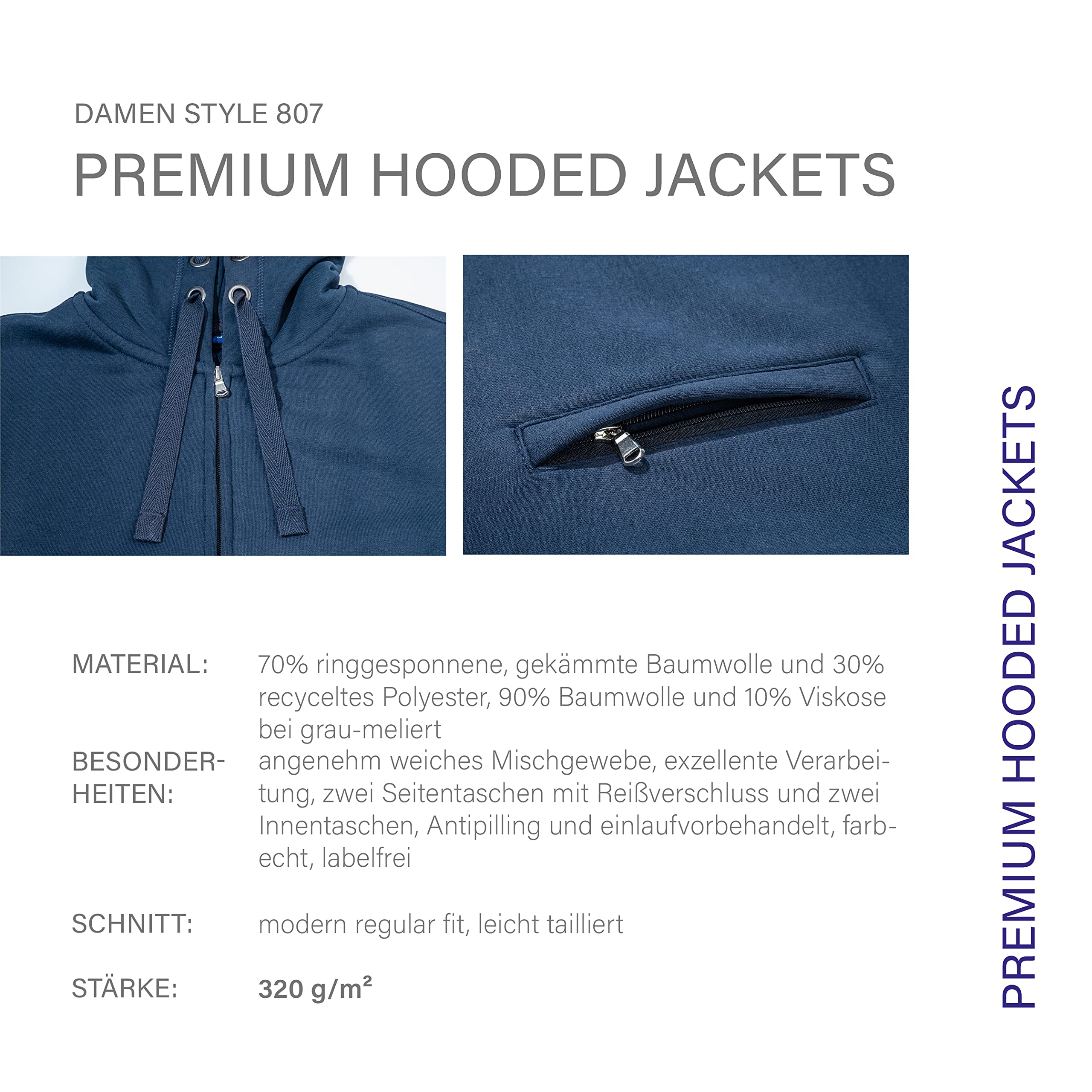 HRM 807 Hooded Jacket Femme (Lot de 1)