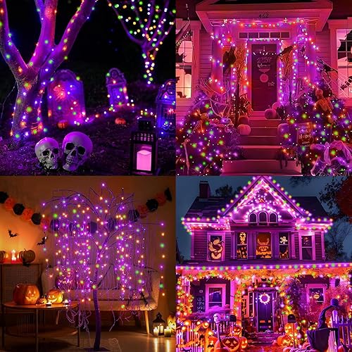 Miniatura 2 de LAMPHOME 50 luces LED de Halloween para exteriores, 16 pies, mini tira de luces con 9 modos y temporizador de 6 horas, resistente al agua, funciona