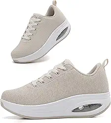 Tênis feminino confortável | Sapatos para mulheres viajando | 5 cm Air Cushion Rocker Bottom