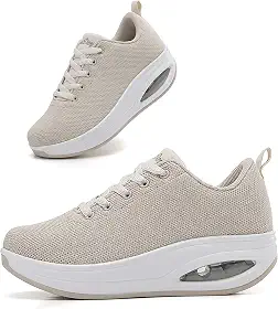 Tênis feminino confortável | Sapatos para mulheres viajando | 5 cm Air Cushion Rocker Bottom
