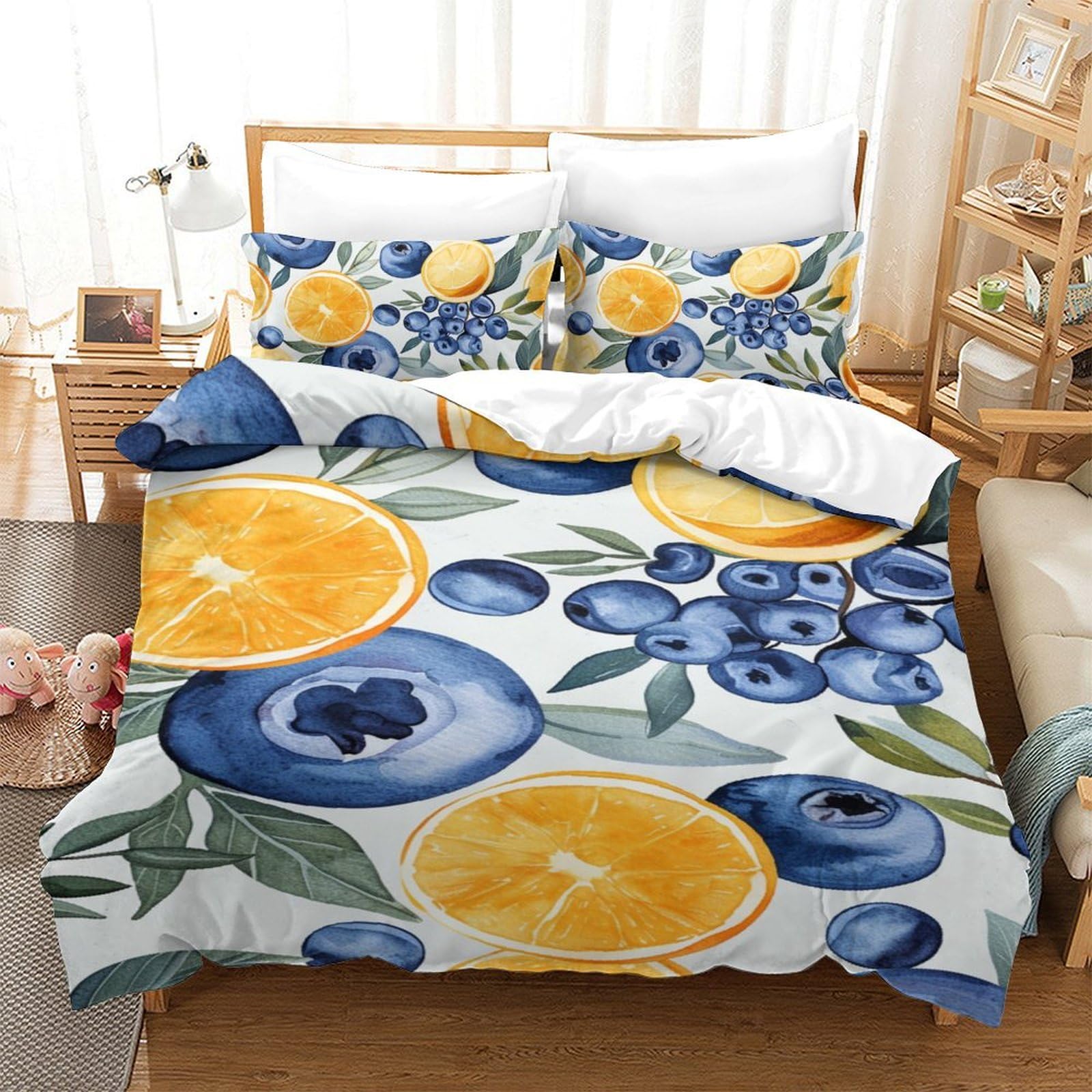 Housse de couette haute qualité Le Citron Doux parure 3 pièces respirante pour garçon et adulte