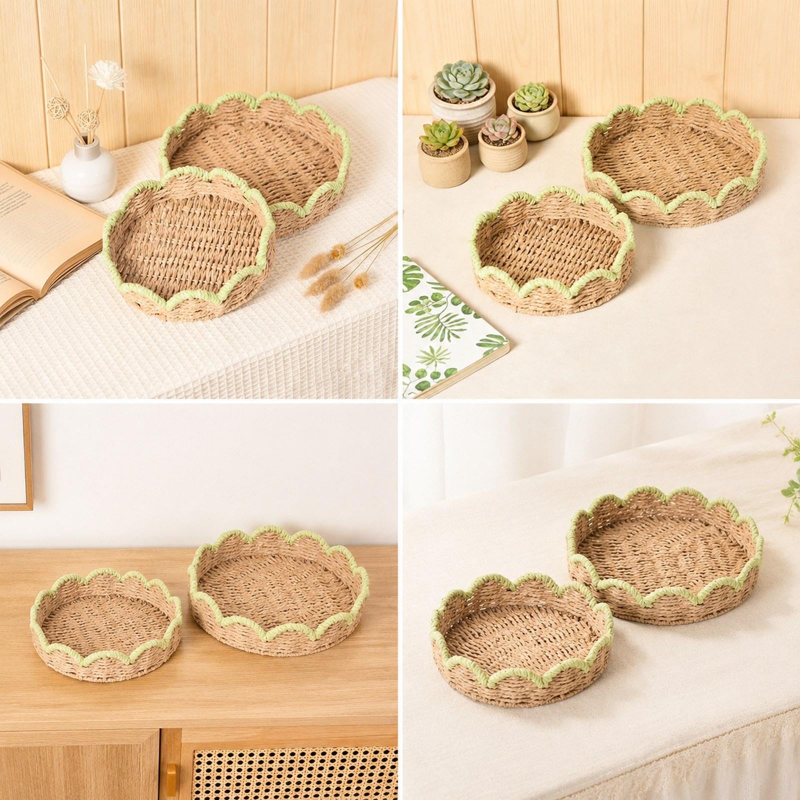 predolo 2 cestas Tejidas a Mano, apilables, organizadoras Multiusos, Cajas Almacenamiento delicadas