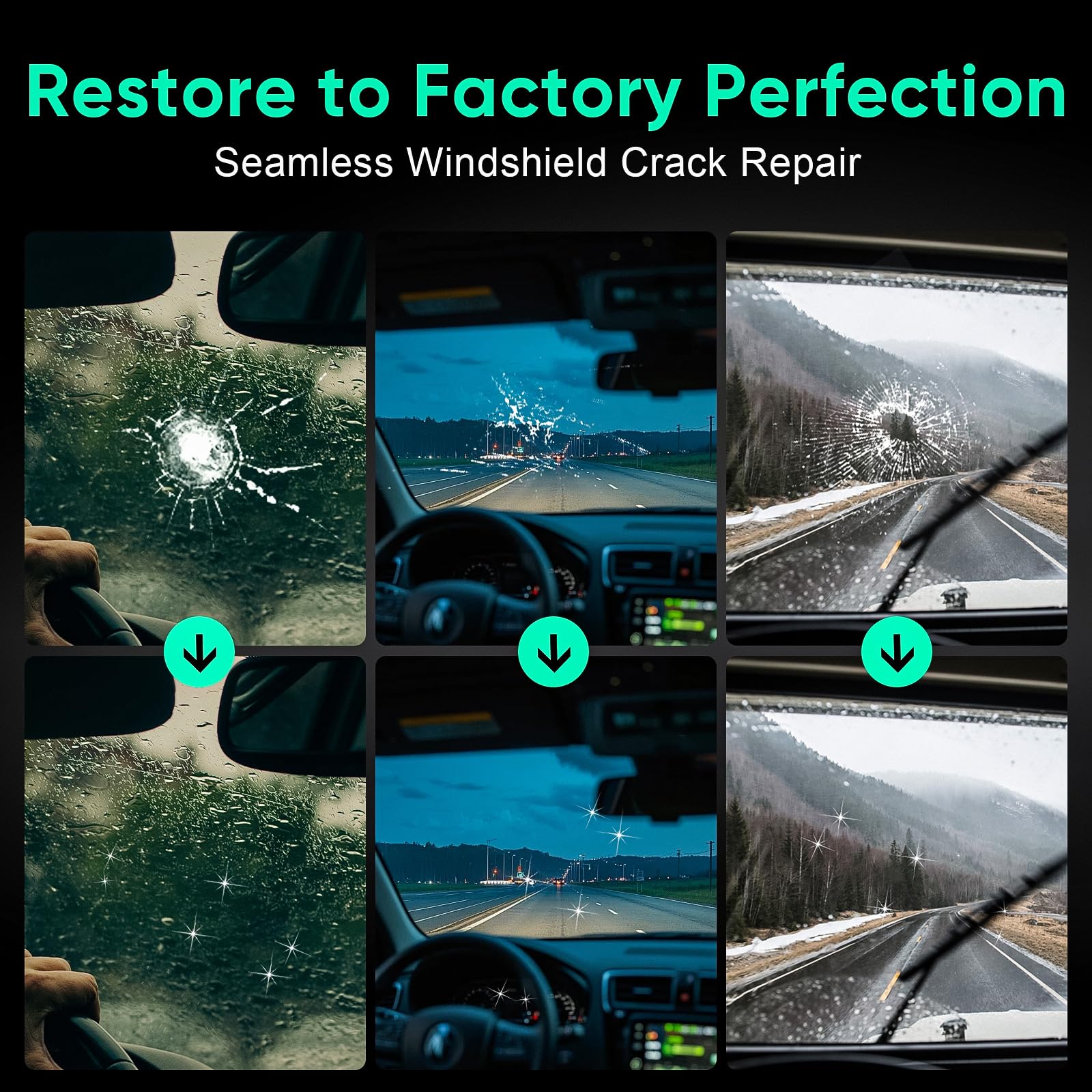 Windshield Chip Repair Kit - 2026 Upgrade Car Windshield Crack Repair Kit, Glass Repair Liquid for Cracks and Chips, Rock Chip Repair Kit for Fix Windows, Mirrors, Glasses, All Crack Types - 4