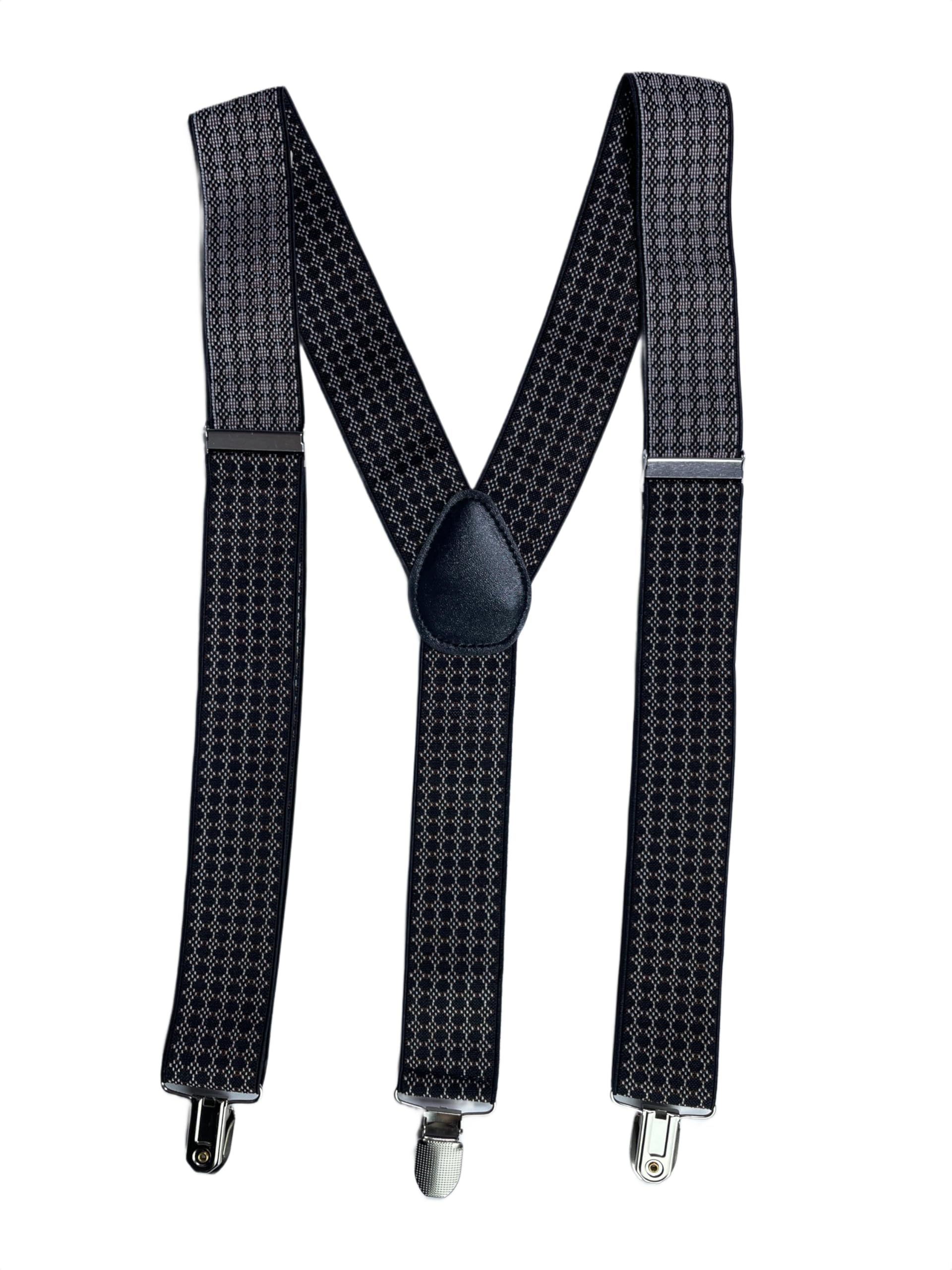 Men’s Adjustable Suspenders – Black with Diamond Pattern, Y-Back Design, Heavy-Duty Clips, Elastic Strap Suspenders for Formal, Casual & Workwear-image-44