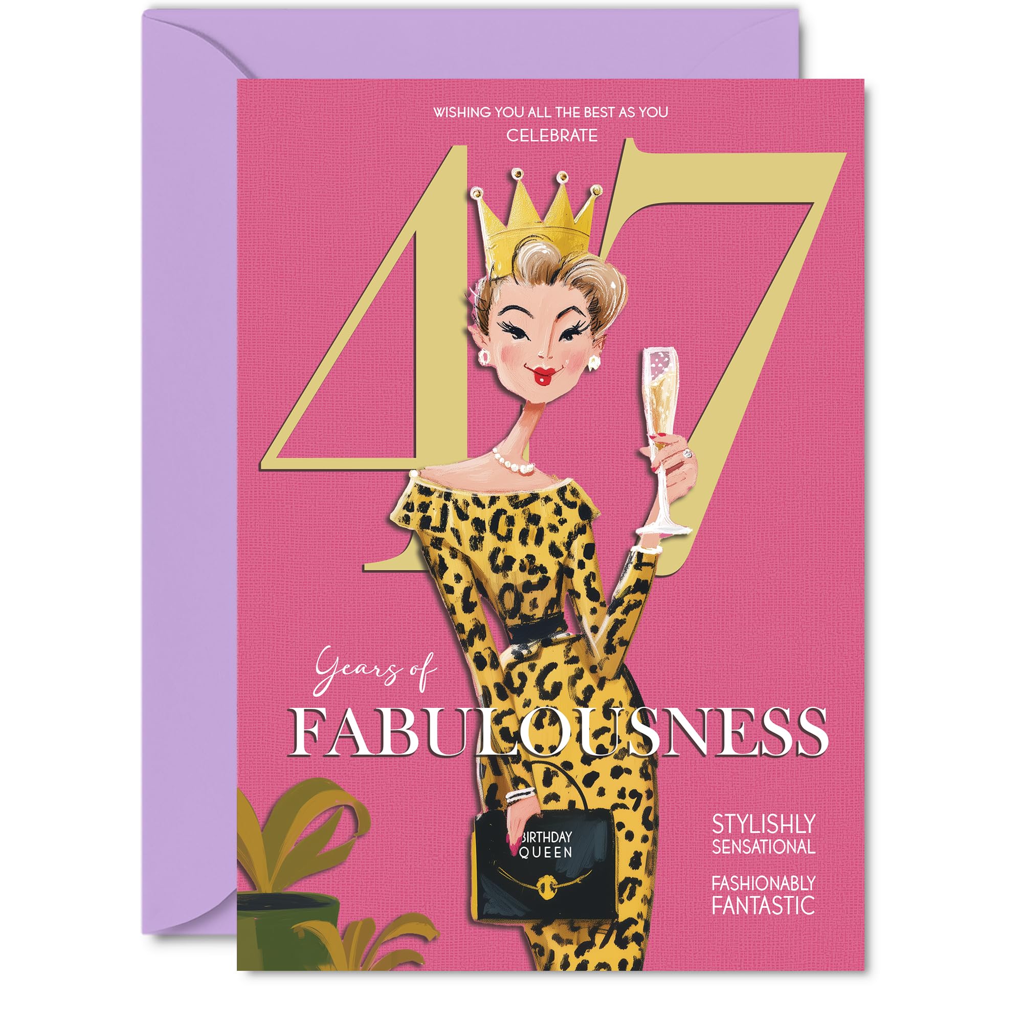 47th Birthday Cards for Women - Years Of Fabulousness - Happy Birthday Card for 47 Year Old Woman Friend Colleague Sister Niece, A5 Bday Greeting Cards