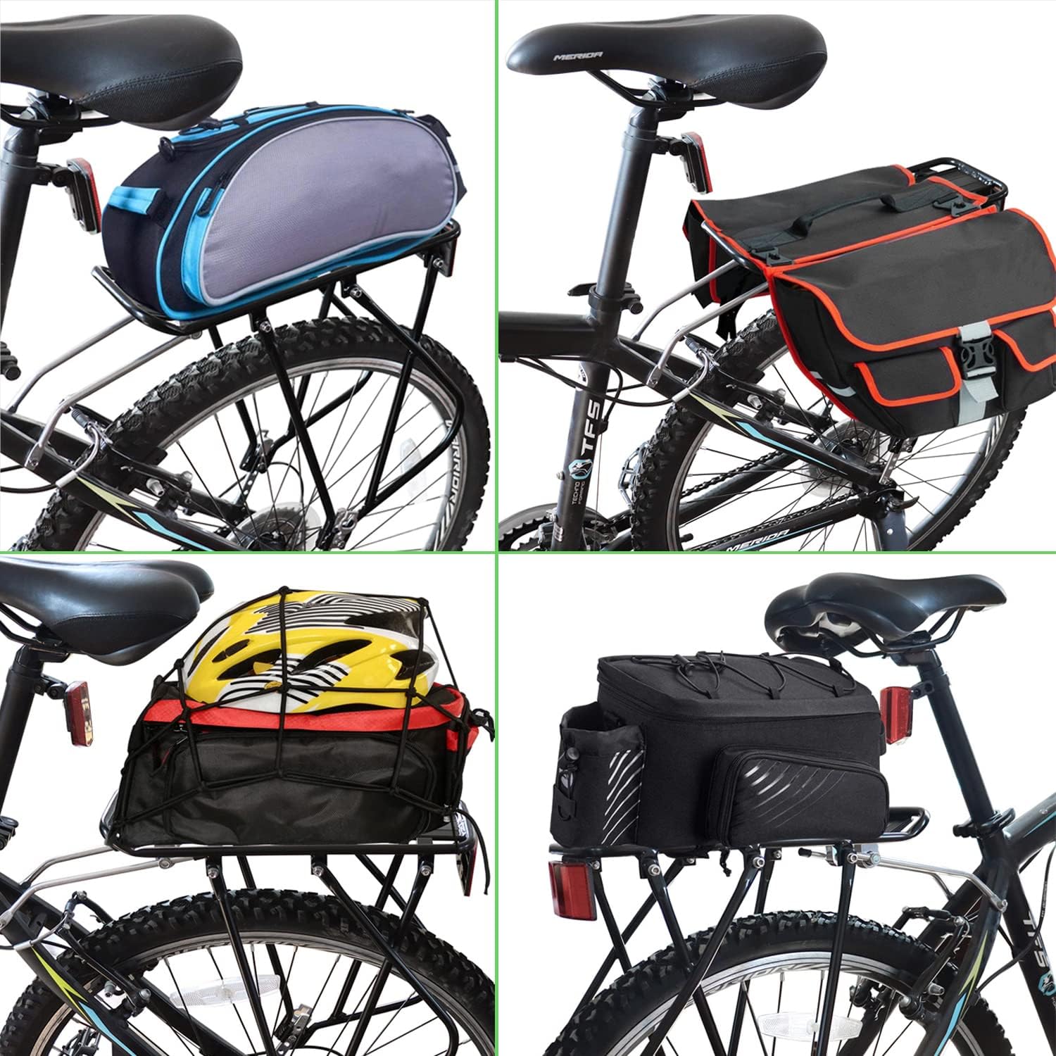 Buy Bike Cargo Rack w/Bungee Cargo Net & Reflective Logo Universal Adjustable Bicycle Rear