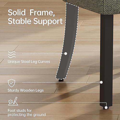 Vista 5 de keoni Juego de 4 sillas de comedor de madera, sillas de comedor tapizadas de tela moderna de mediados de siglo, sillas de cocina de granja con Verde