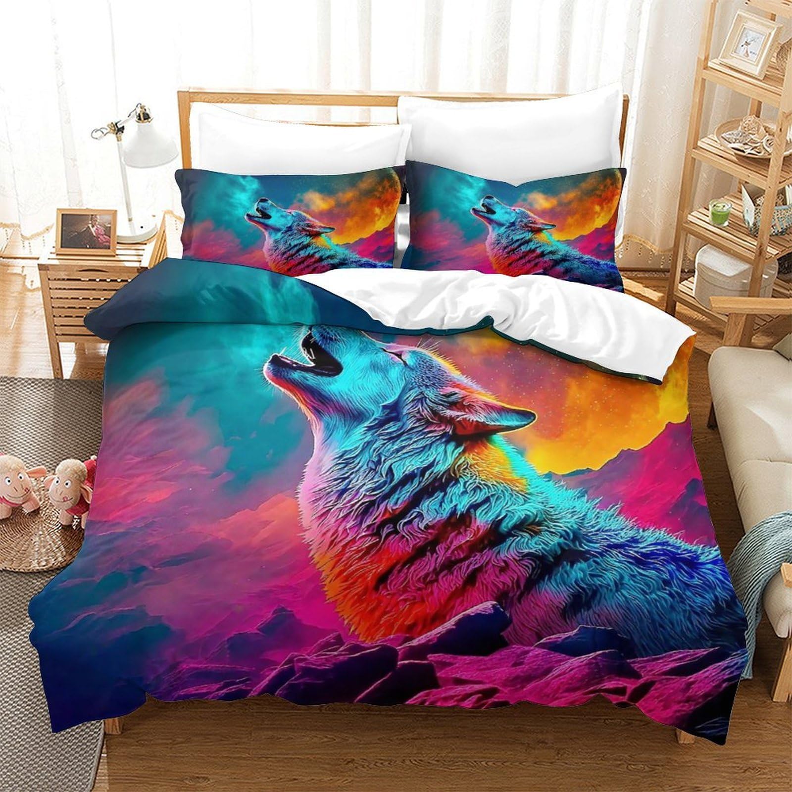 Housse de couette loup 200x200cm, le cadeau idéal pour ados et enfants