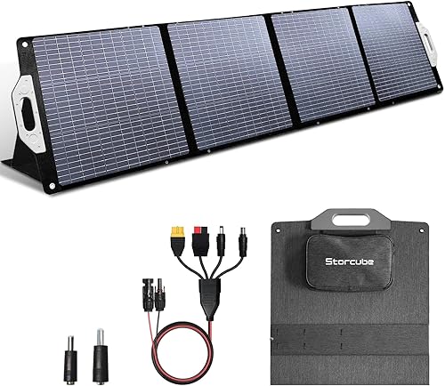 Panel solar portátil de 200 W para estación de energía, cargador solar plegable con 3 soportes, kit de panel solar impermeable IP67 con salida MC-4