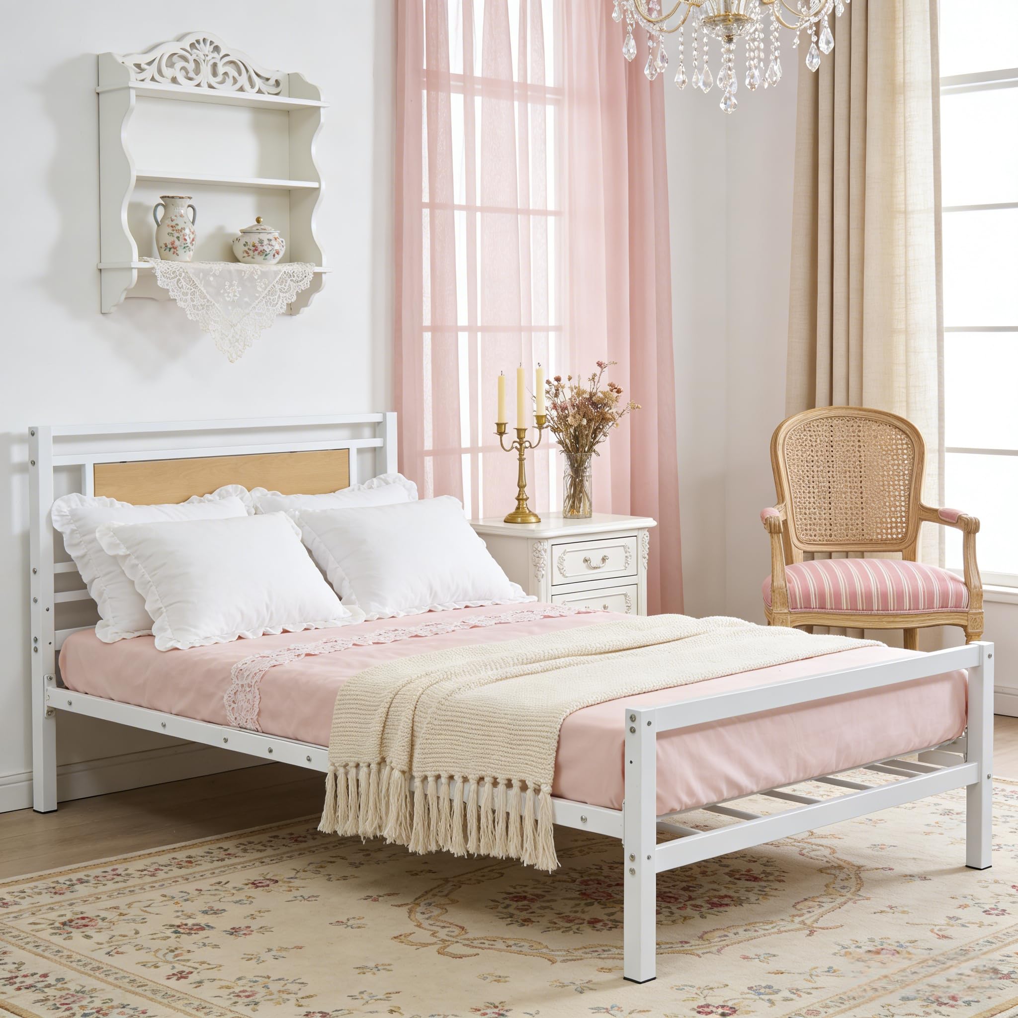 Amazon｜パイプベッド シングル ベッドフレーム 3段階高さ調節 宮付き