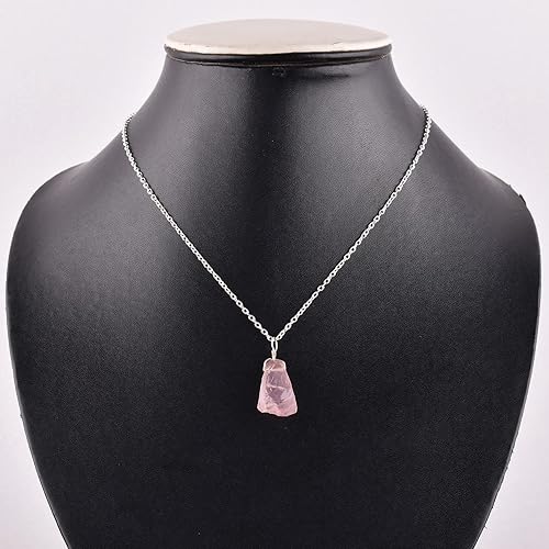 Miniatura 100 de Natural Raw Pink Ruby Rough Gemstone Handmade Dainty Pendant Necklace for Women Healing Crystals July Birthstone Birthday Gift for Her Silver Plated