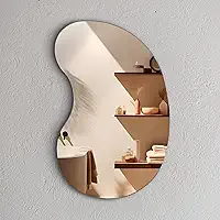 Espelho Decorativo Orgânico Bean 60x40cm Vidro Lapidado Fita Dupla Face - Facil Aplicação