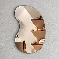 Espelho Decorativo Orgânico Bean 60x40cm Vidro Lapidado Fita Dupla Face - Facil Aplicação