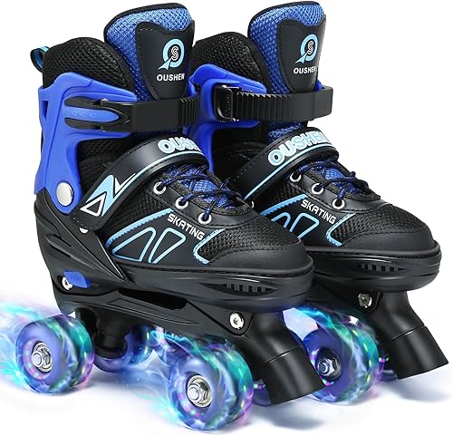 Miniatura 8 de Patines de ruedas para niños y niñas, 4 tallas ajustables, patines de arco iris para niñas con ruedas iluminadas, patines para niños pequeños,
