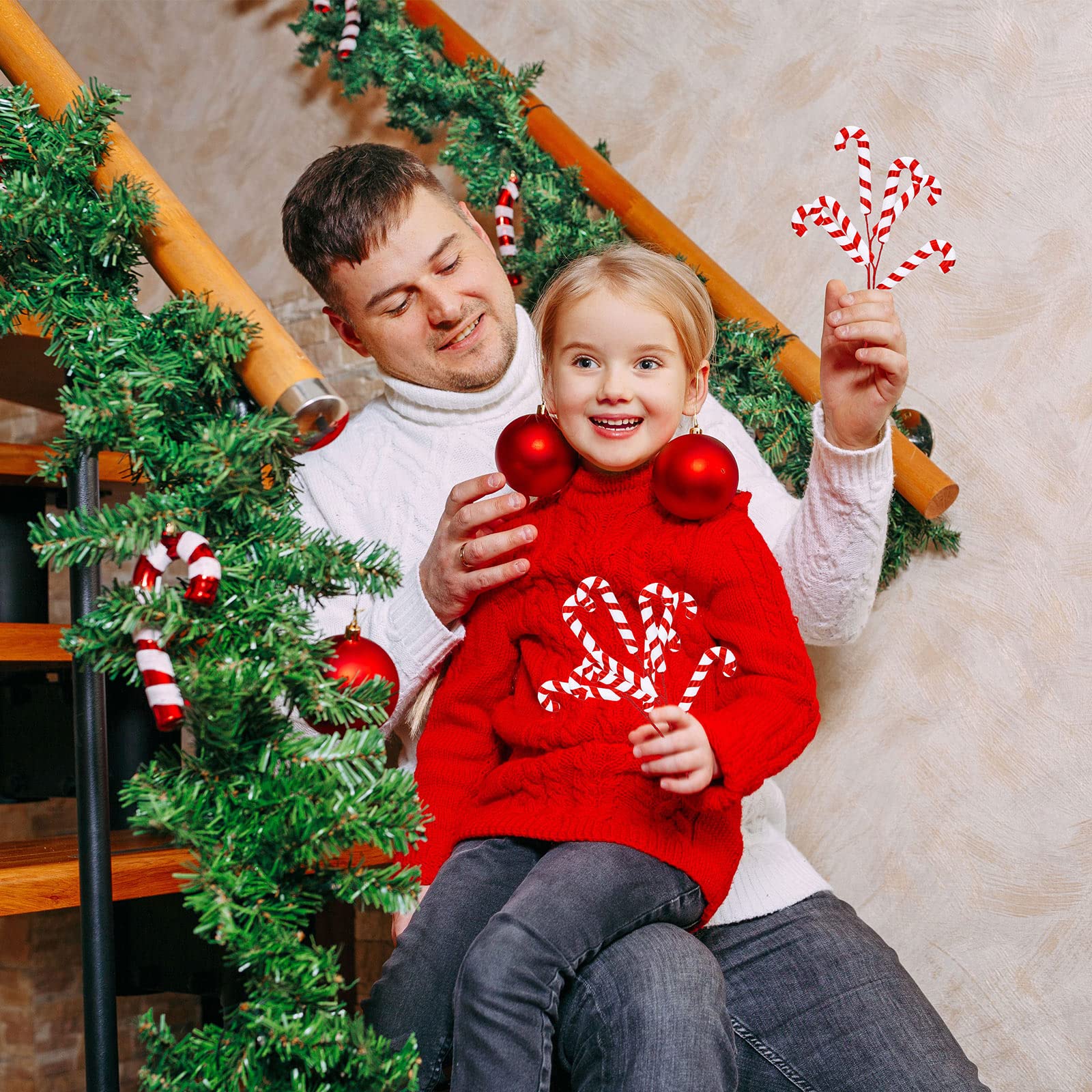 6 Weihnachtsbaumschmuck-Plektren Rot-weiß – 35,6 Cm Deko-Spieße Für Baum, Kranz & Tisch