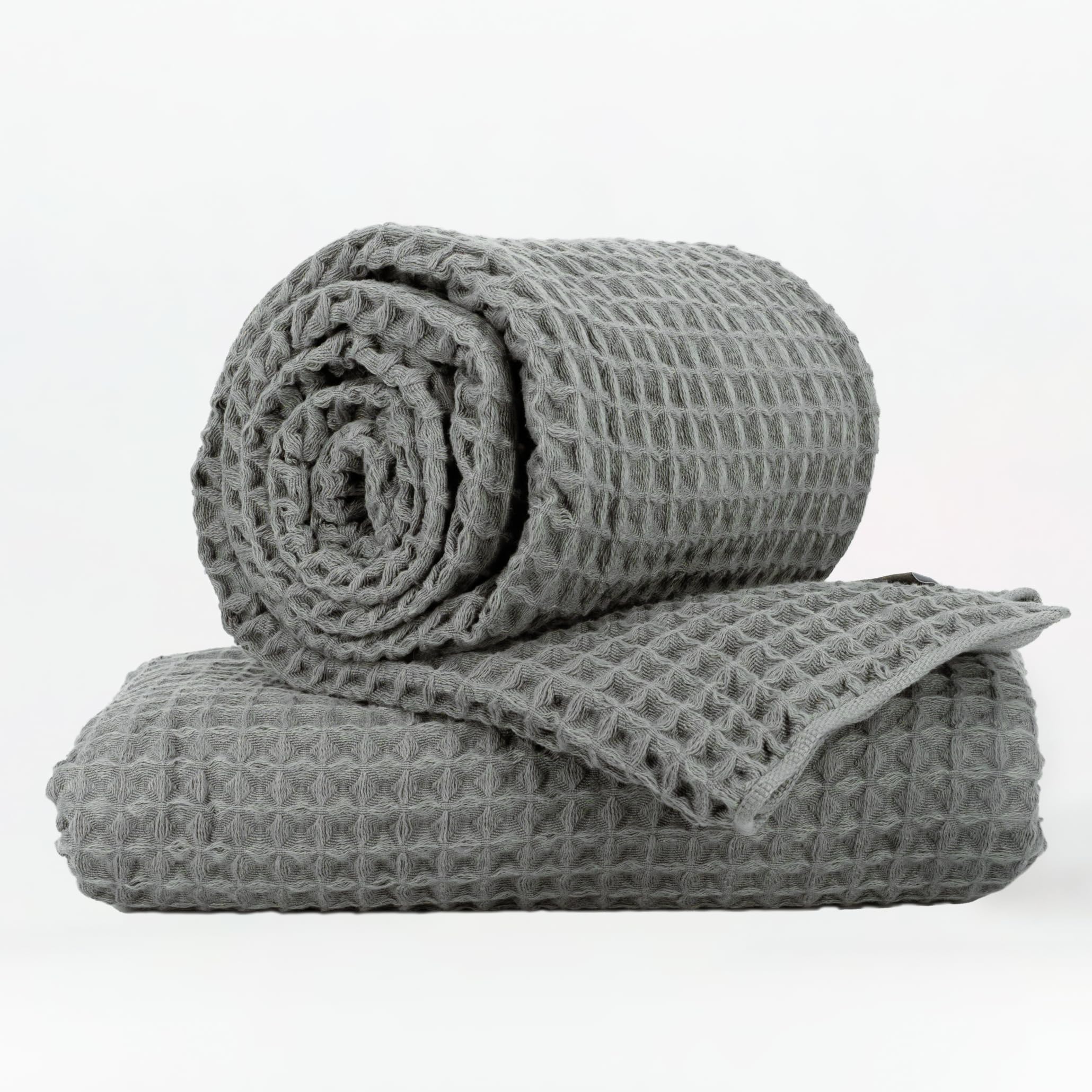 KOSMU Hair Towel | 100% Organic Cotton Hair-Drying Waffle Wrap Turban for Women, Ultra-Absorbent, Anti Frizz, Hair Damage Protection for Straight and Curly Hair (Smoke Grey, 1 Pack)