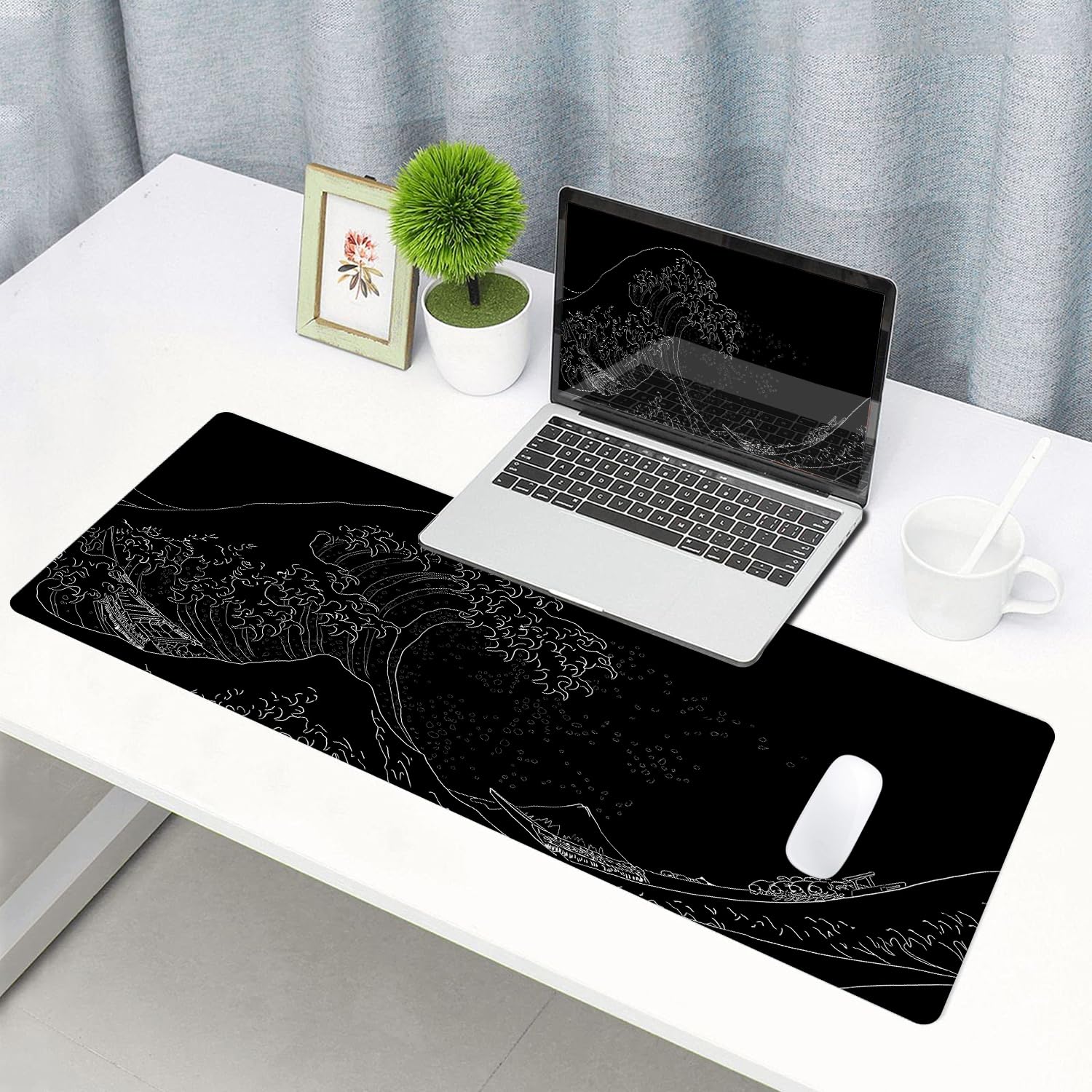 Tappetino Mouse Gaming [32 x 25 cm],Space, Nebula Dark Galaxy con stelle luminose e raggi cosmici As,Con Impermeabile Antiscivolo Base di Gomma, Tappetino Scrivania Supporto per Computer, PC e Laptop
