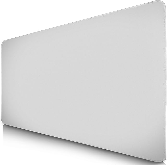 SIDORENKO Large Gaming Mouse Mat - 900 x 400 x 2mm I Mouse Pad I Stitched Edges I Extended Mousepad with special surface improves speed and precision I Non-slip Rubber Base - White