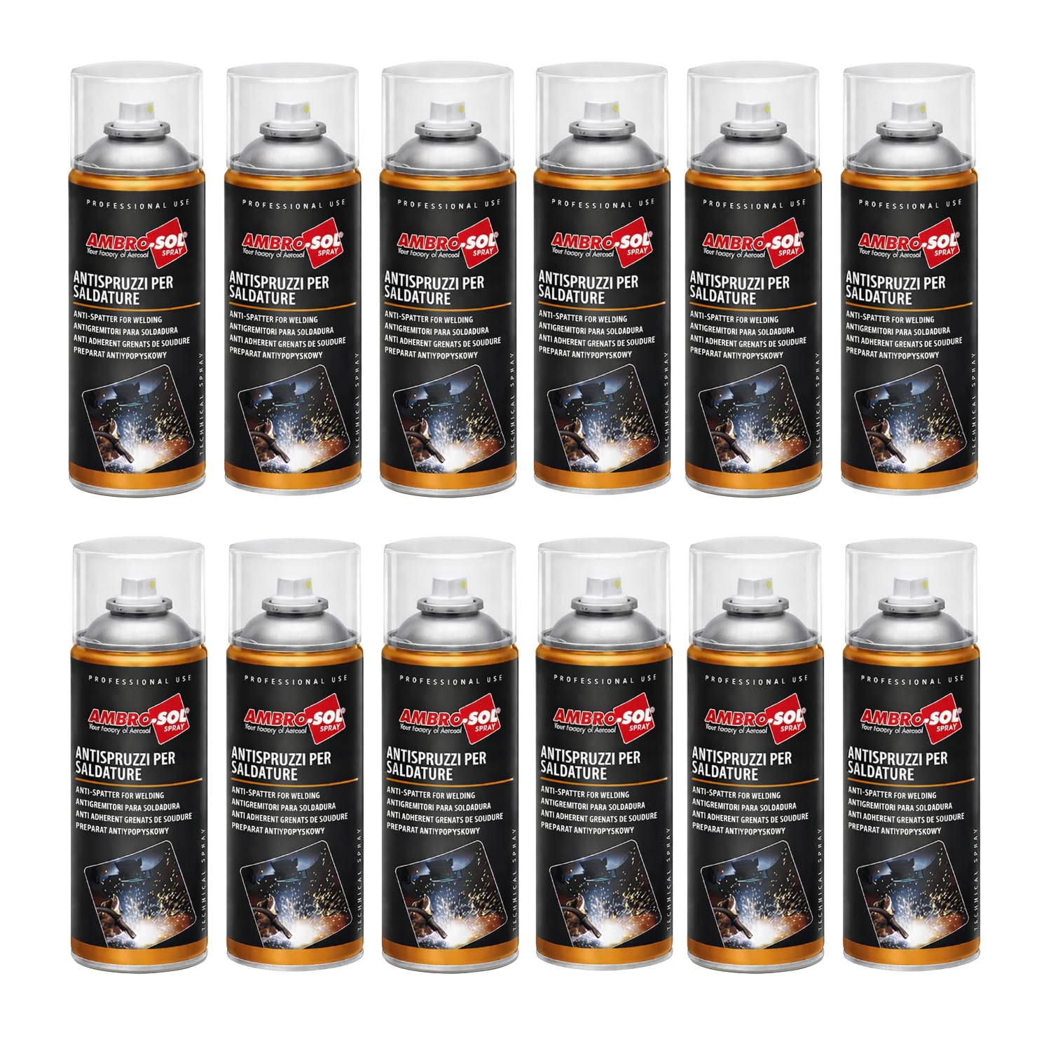 Bomboletta Spray Antispruzzi per Saldature da 400ml, protegge ingranaggi, previene la formazione di corrosione, spray per saldatrice evita Adesione di Scorie e Gocce di Saldatura Varie Quantità (12)