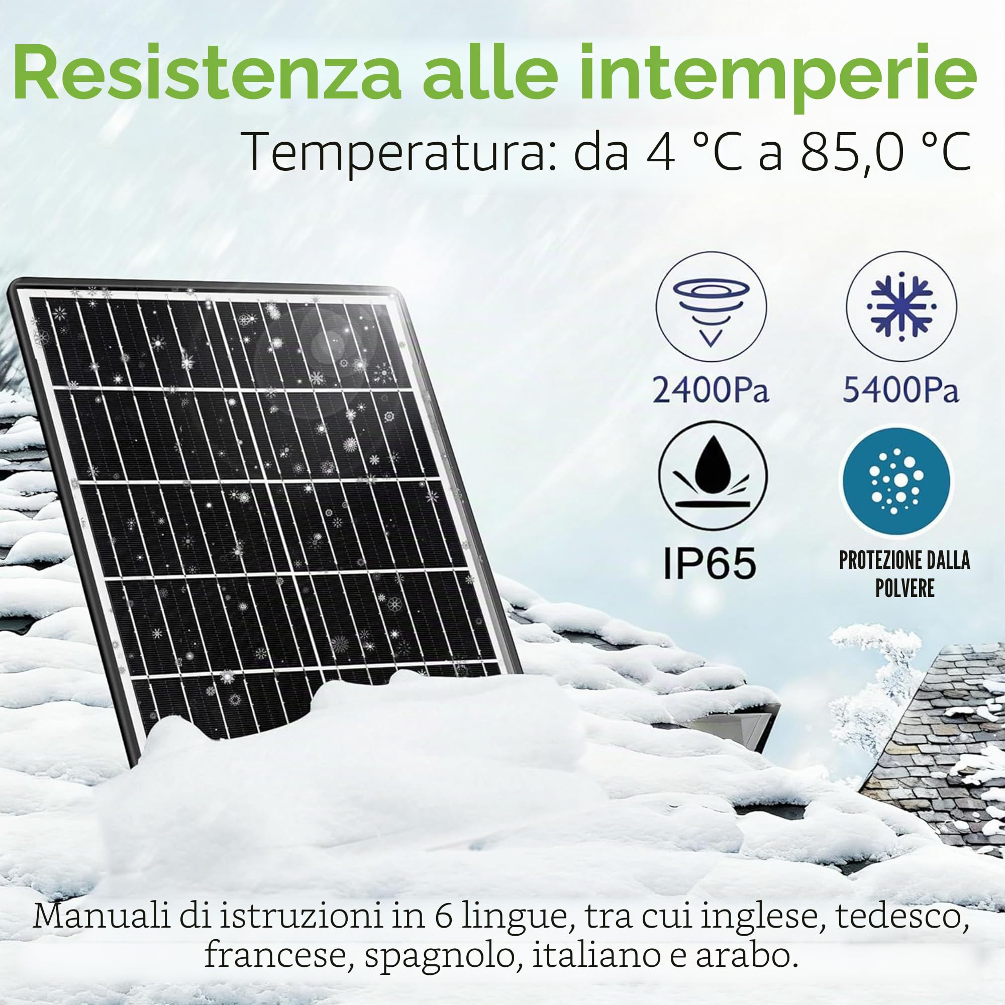 Kit di pannello solare 15 W con batteria integrata 16000 mAh Tensione: 5 V/6 V/9 V/12 V Corrente: 1,5 A Caratteristiche USB-C, Micro-USB e DC 2,1/1,7/1,35 mm Compatibile con tutte le telecamere di