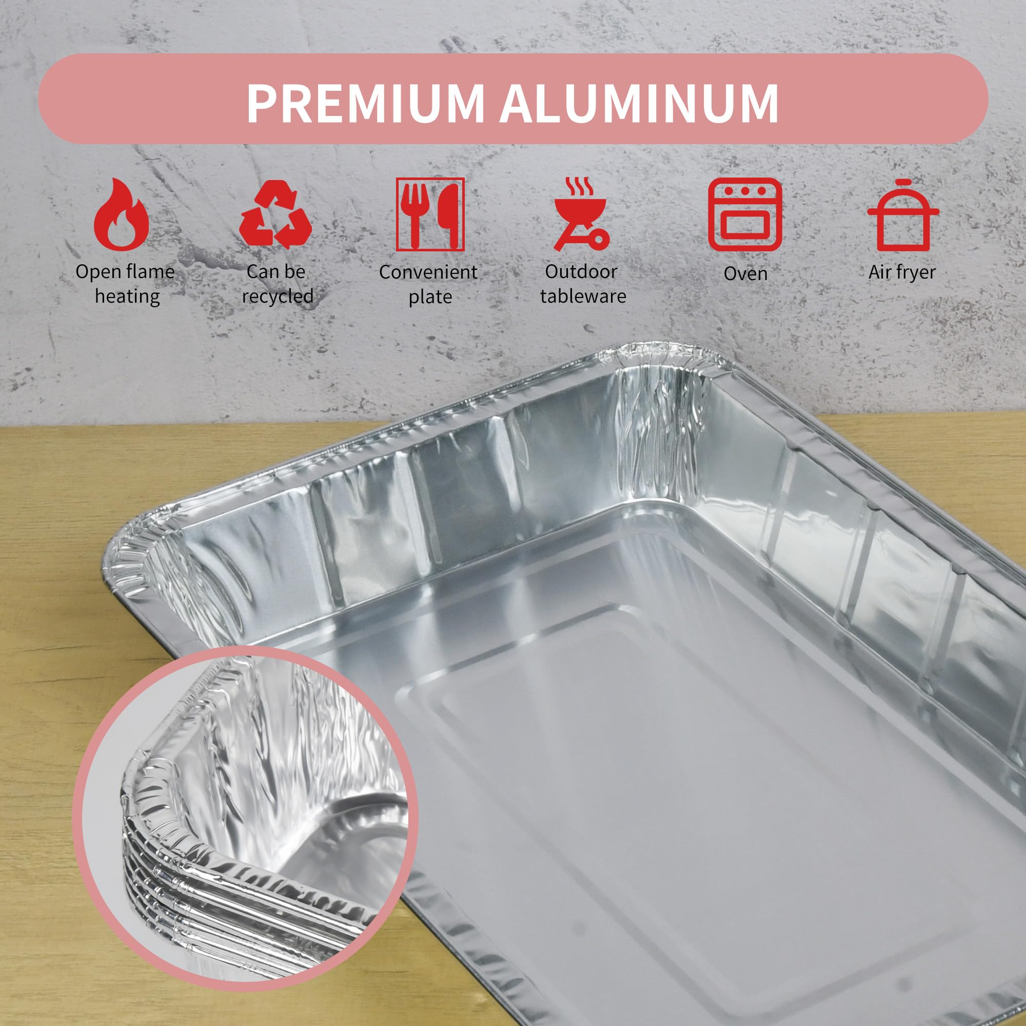 Extra große Grill-Tropfpfpfanneneinlagen, 33,1 x 23,1 x 5,1 cm, Aluminiumfolie, Fettauffangbehälter für große Raucher, Einweg-Tablett, 30 Stück