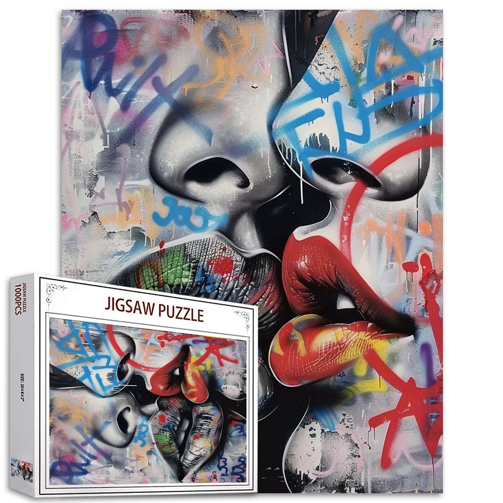 Amazon.com: Love Couple Jigsaw Puzzle Street Graffiti Art 1000