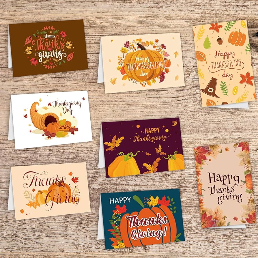 amazon-com-pack-of-16-in-8-patterns-happy-thanksgiving-day-greeting-cards-6-x4-with-white-envelop-for-family-friends-kids-adults-clients-teachers-customers-office-products for Free Printable Thanksgiving Day Greeting Cards Amazon.com : Pack of 16 in 8 Patterns Happy Thanksgiving Day Greeting Cards 6