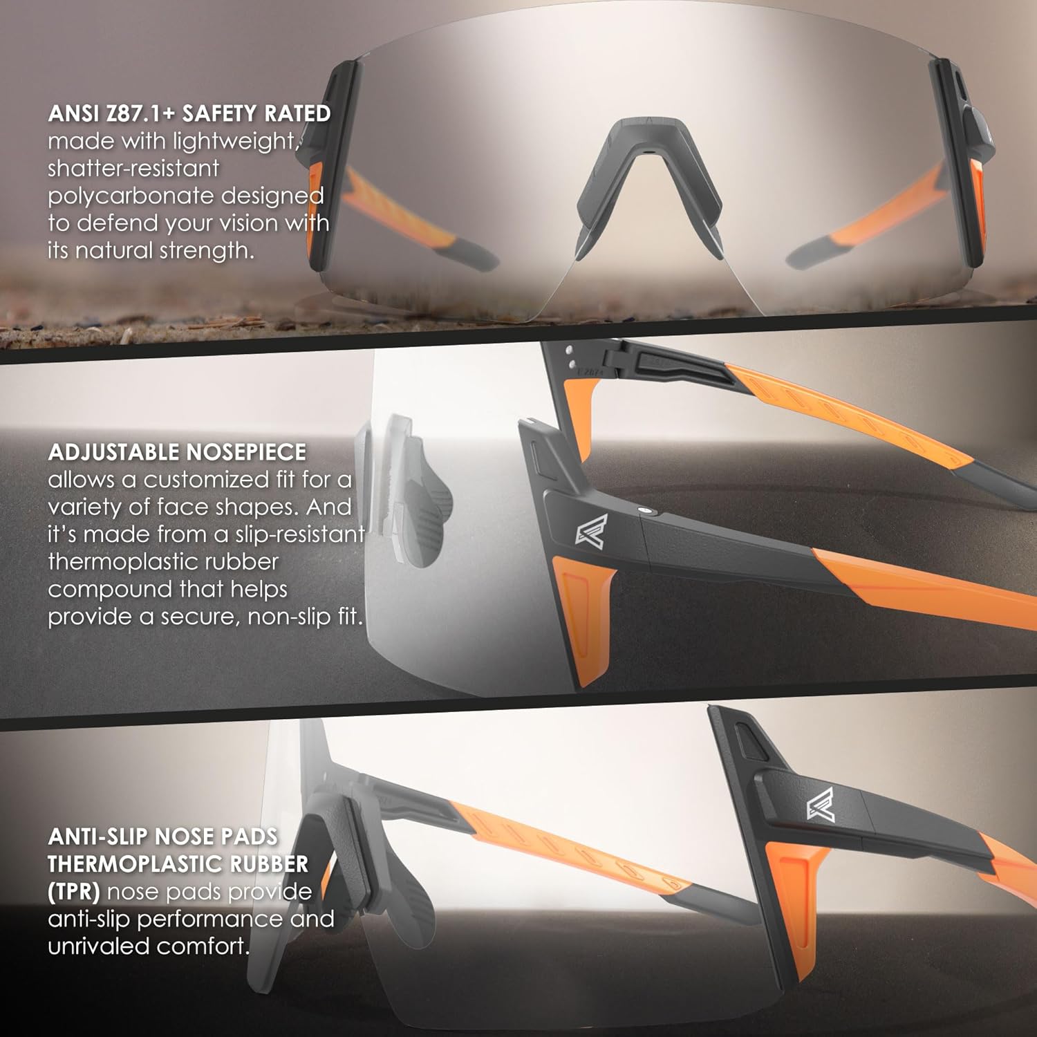 EDGE Revelstoke Z87 Safety Glasses: Polarized Safety Glasses, Safety Z87 Sunglasses for Men, Lightweight Durable Eyewear