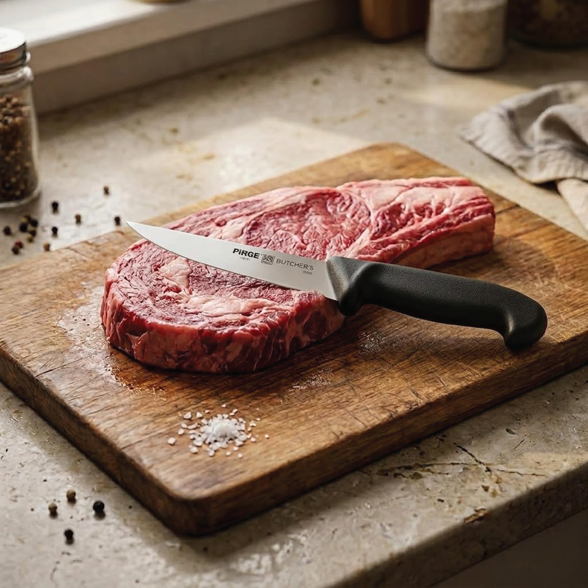 Pirge Cuchillo de carnicero BUTCHER'S MIG | Cuchillo de carne afilado de acero inoxidable | Cuchillo de cocina profesional con mango ergonómico