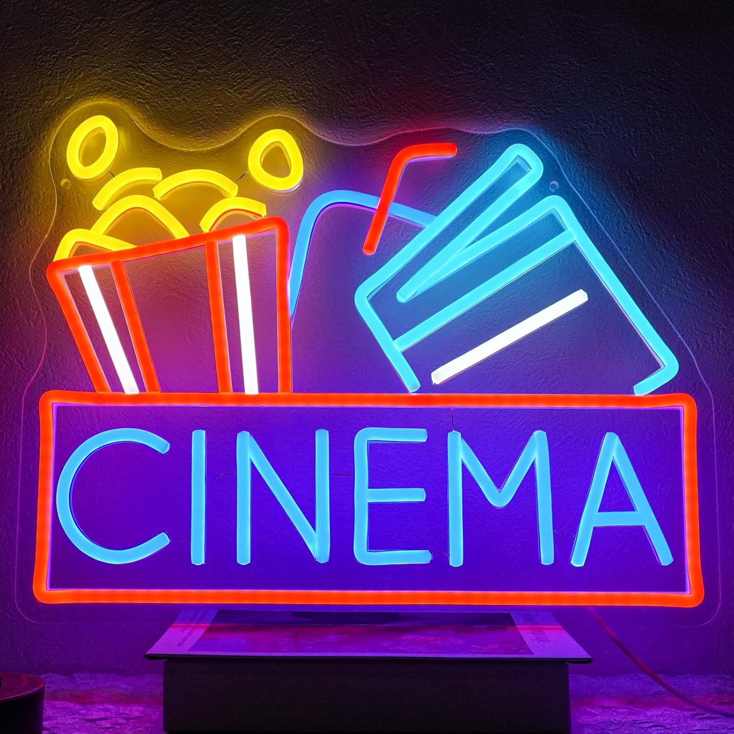 Cinema Neon Sign Dimmable Movie Neon Light Sign for Wall Decor Film Theater Led Signs for Home Bar Movie Night Party Man Cave Film Room Gift 15.7" x 12.2"